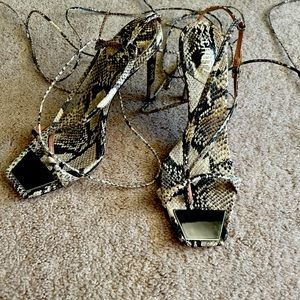 Vikki Snake Embossed Leather stiletto